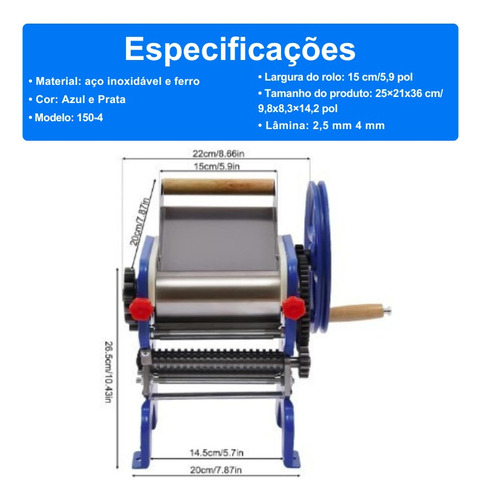 Maquina De Fazer Macarrão Manual 2 Tamanhos Cortar Espaguete