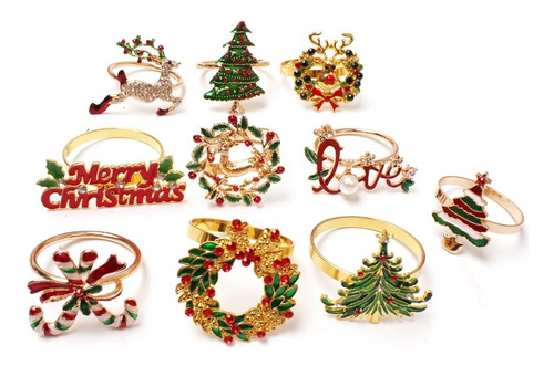 Anéis De Guardanapo De Natal - Conjunto De 10 Anéis Porta-gu