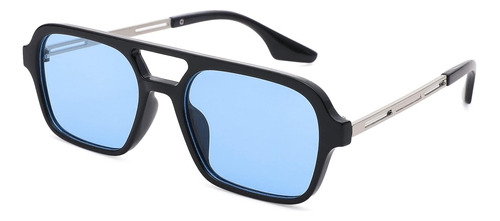 Retro 70s Flat Aviator Sunglasses Trendy Vintage Square Glas