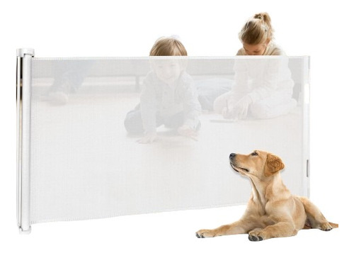 Puerta Retractil Para Perros Y Bebes 89 X 428cm - Blanco