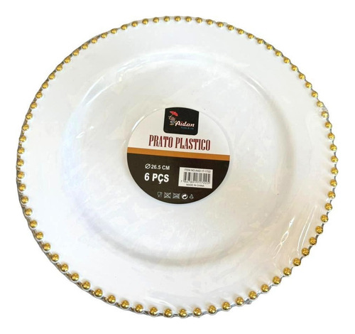 Kit Pratos Para Festa Luxo Acrílico De Jantar +sobremesa 6un