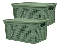 Comprar Set 2 Cajas Organizadoras Perlada Pack Simil Ratan 7,5 Lts.