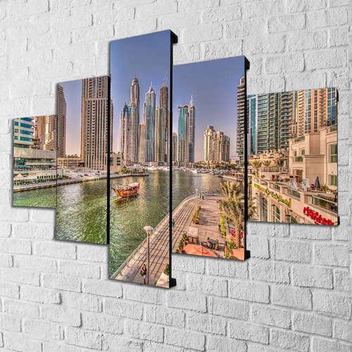 Cuadro Ciudad Dubai Mosaico Moderno Poliliptico Paisaje