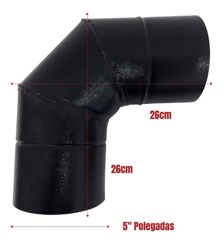 Curva 90° Para Chaminé Duto 5 Polegadas Preta - Soldada