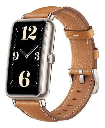 Smartwatch Huawei Watch Fit Mini Con Correa De Cuero, Marrón Color de la caja Dorado Color del bisel Dorado