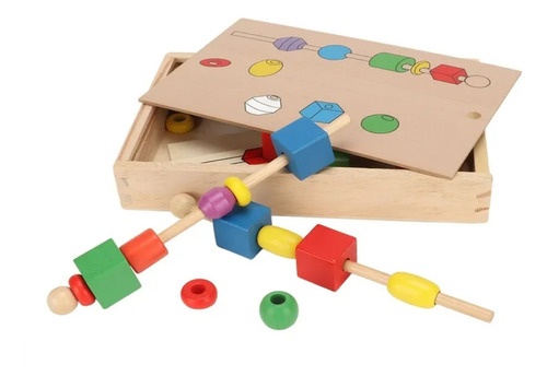 Juego Didáctico Cuentas Figuras Geométricas Palo Madera -94