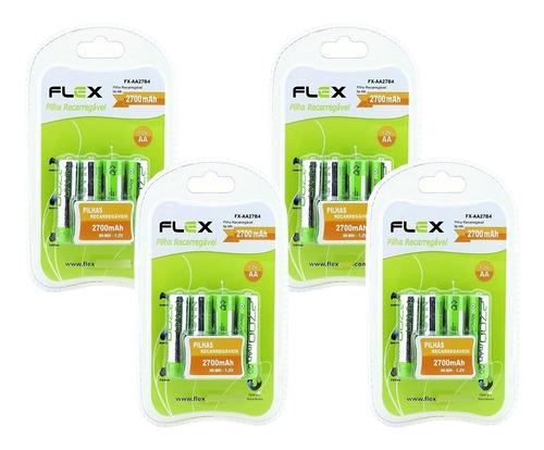 16 Pilhas Pequena Recarregável Flex Aa 2700mah Pilha Pequena