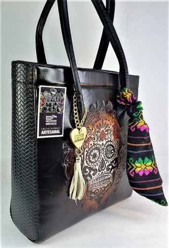 Imagen 5 de 5 de Bolso De Piel Cincelado Artesanal, Hecho En México