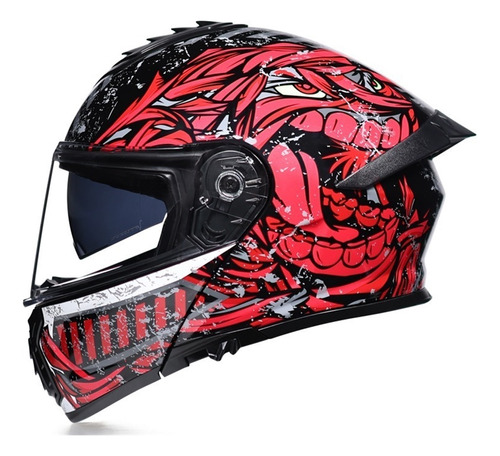 Flip Up Motocicleta Casco Doble Lente Hombres Mujeres Moda