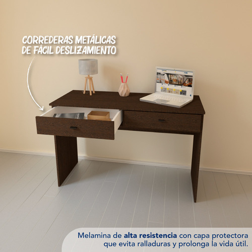 Escritorio Con 2 Cajones Paralelos Wengue Centro Estant