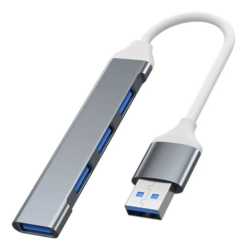 Hub Usb 3.0 Extensor 4 Portas High Speed Hd Pen Drive Cor Cinza-escuro