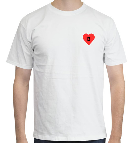 Playera Corazón Con Inicial - Letra B - Parejas - Amor - H