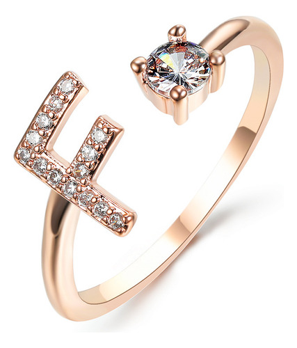 Anillo De Moda Ajustable Con 26 Letras Iniciales De Nuevo Di