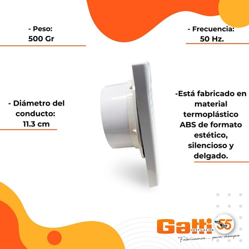 Imagen 6 de 9 de Extractor De Aire Baño 5 Gatti Ventilación Motor Potenciado