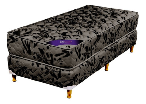 Sommier Colchon 1 1/2 Plaza Y Media Espuma Alta Densidad Color Beige