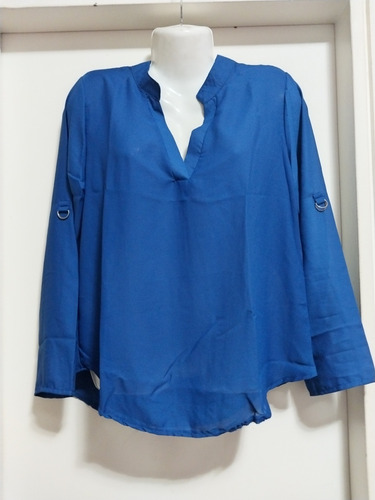 Blusa  Zara Azul Francia. Xl. Gasa