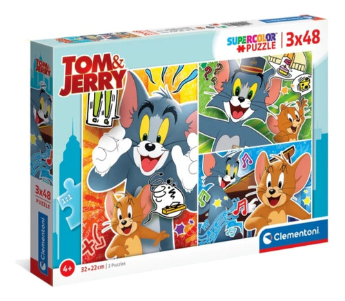 Tom Y Jerry Puzzle Supercolor 3x48 Pcs 32x22cm Clementoni 
