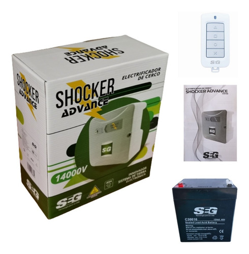 Energizador Cerco Electrico Seg Shocker + Bateria + Control