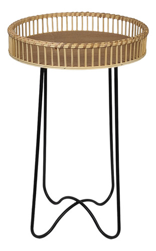 Mesa Auxiliar Sofia, Multiuso, De Hierro, Madera Y Mimbre (Usado)