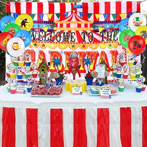 Bienvenido al fondo de la pancarta del carnaval, decoración de la fiesta  temática del carnaval, fiesta de cumpleaños de la fiesta de carnaval  Suministros de la fiesta temática del circo Decora