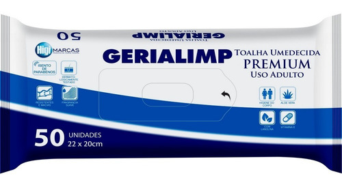 Lenço Umedecido Geriátrico Adulto Premium 24 Pacotes 50unid