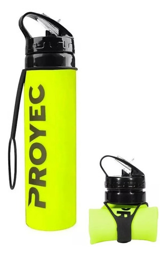 Botella Deportiva Proyec 600 Cc Antideslizante Silicona Color Amarillo
