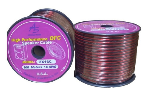Cable Corneta Polarizado, 16awg, 100 Mts Transp Rojo / Negro
