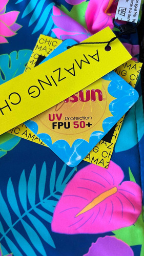Remera Top Surf Uv Upf50+ C/pasante Dedo Tropical Mujer Mama