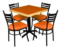 Comprar Juego de comedor Itluam Muebles Comedor Estándar Italia Emboquillado Comemb Color Naranja Mesa de 75cm x 75cm y 4 sillas