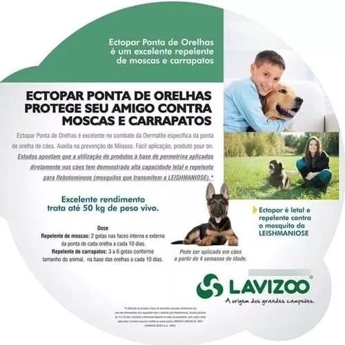Repelente De Moscas P/ Cães Ectopar Ponta De Orelha 5ml
