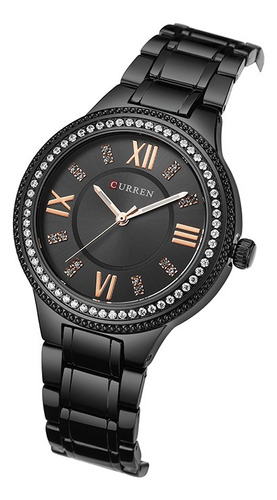 Reloj Moda Mujer Analogo Metalico Curren Cristal Diamante