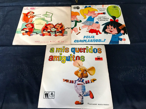 Vinilos X3 Topo Gigio/ Flia Telerin/las Ardillas Exc.estado (Usado)