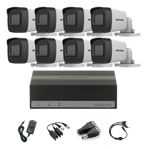 Kit Seguridad Hikvision Edvr 8ch + 8 Camara 2mp 1080p + Ssd