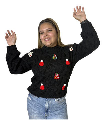 Suéter Ugly Navideño Navidad Renos Moda Tejido