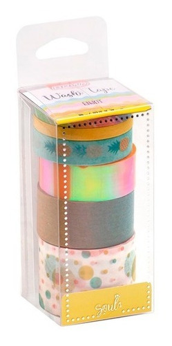 Cinta Adhesiva Washi Tape Enjoy Color Blister X6 Cintas Brw