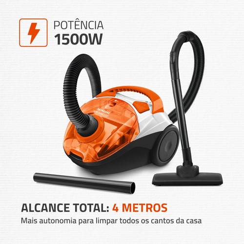 Aspirador De Pó Hepa Turbo 2000 Mondial Branco/laranja Ap-15 Branco