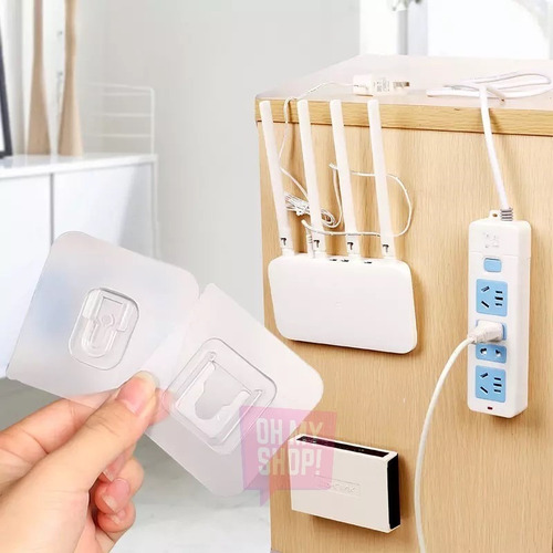 Imagen 2 de 10 de Enganche Clip Para Colgar Multiuso Percha Pack X 2 Adhesivo