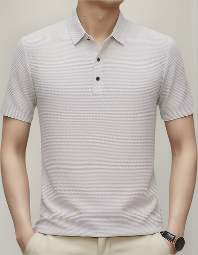 Camisa De Manga Corta De Malla De Seda Helada Para Hombre