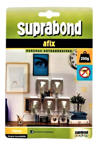 Perchas Autoadhesivas Suprabond Acero Inoxidable - 250g