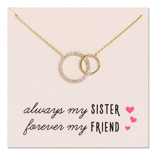 A+o Sister Necklace Gift - Collar Con Círculos Entrelazados 