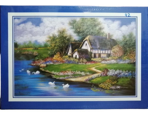 Rompecabezas 1000 Piezas Casas, Lago, Cisnes