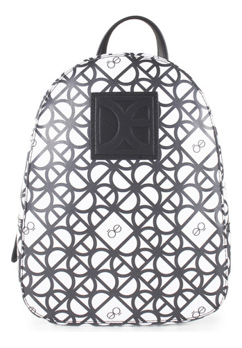 Mochila Cloe Para Mujer Mediana Estampado Geométrico Color Blanco