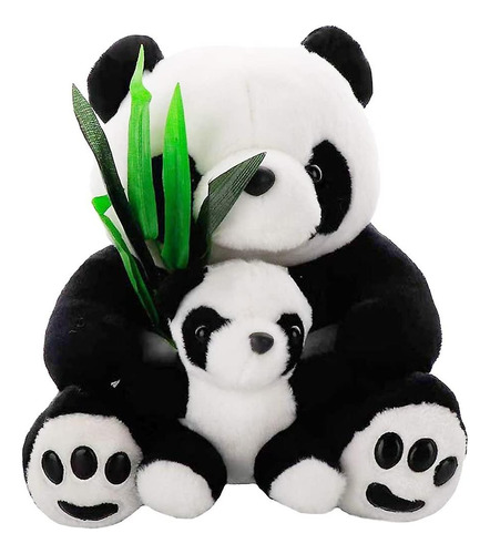 Peluche Panda Con Bebe Y Bambu 60 Cm