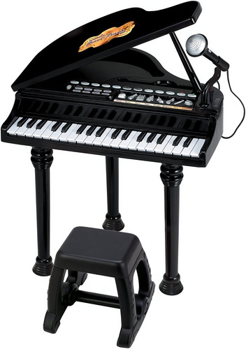 Piano Sinfonia Pianinho Infantil Preto Modelo Luxo Winfun