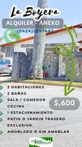 Comprar Anexo En Alquiler. 2 Hab 2 Baños Sala Comedor Cocina Patio Trasero. $,600 (incluye Los Servicios De Internet-inter, Aba-cantv, Electricidad, Aseo Urbano)