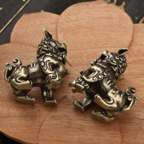 - Novo 1 Par De Estatuas De Leones Guardianes De Perros Fu