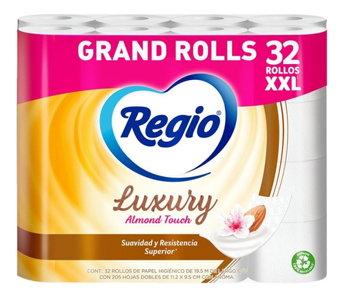 Papel Higiénico Regio Luxury Almond Touch 32 Rollos