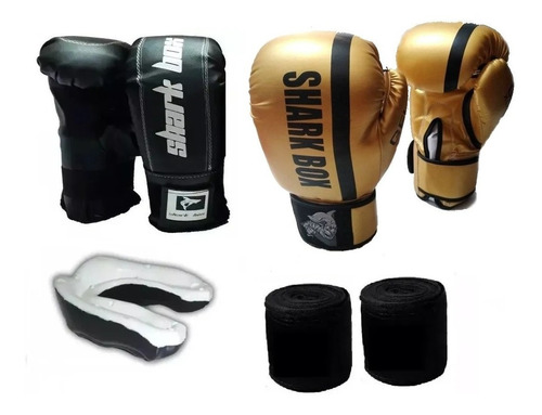 Oferta,kit Boxeo-kick Boxing, Guantes+guantines+bucal+vendas