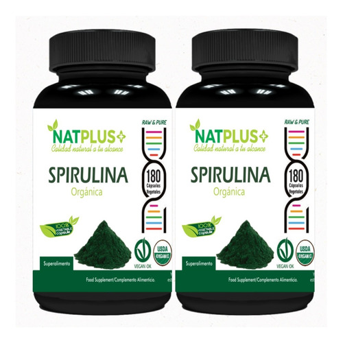 Spirulina Organica X 2 Frascos (pack) = 360 Cápsulas D 500mg