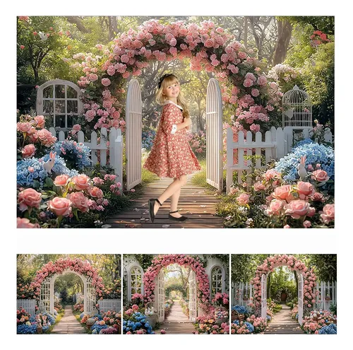 Fundo De Fotografia Ls Primavera Páscoa Floresta Floral Arco